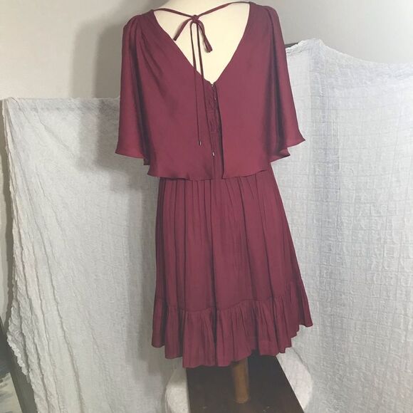 Halston Heritage Currant Red Flowy Dress Size 0 - Picture 5 of 14